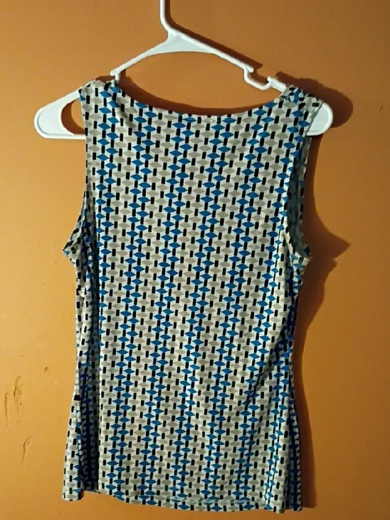 Calvin Klein Blue, Black & Cream Cowl Neck Printed Tank - Picture 4 of 4